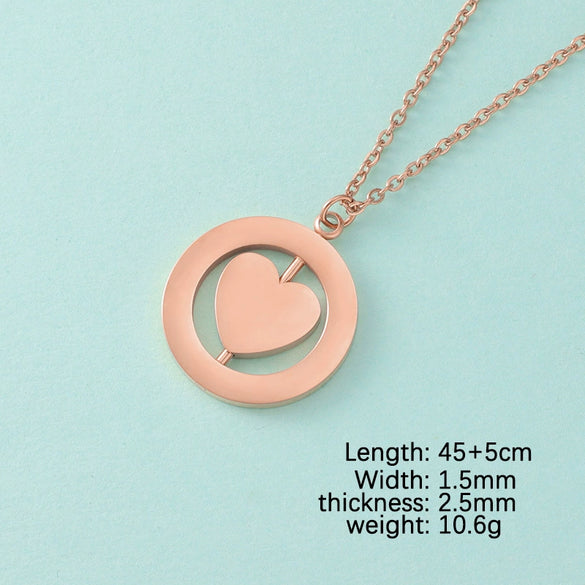 Wholesale Stainless Steel Love Rotatable Double Round Necklace Jewelry Clavicle Chain With Geometric Style