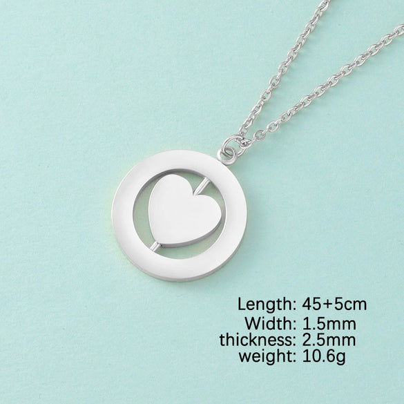 Wholesale Stainless Steel Love Rotatable Double Round Necklace Jewelry Clavicle Chain With Geometric Style