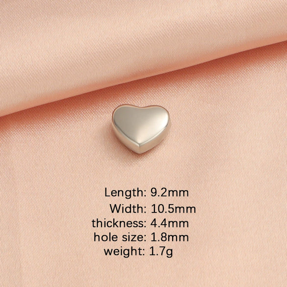 Wholesale Stainless Steel Love Shaped Beads With Small Hole Mirror Finish Polishing Jewelry Accessories Diy Handmade