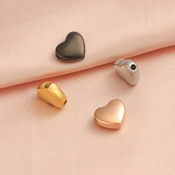 Wholesale Stainless Steel Love Shaped Beads With Small Hole Mirror Finish Polishing Jewelry Accessories Diy Handmade