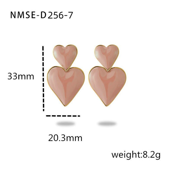 Wholesale Stainless Steel Love Shaped Electroplated Fashionable Women's Earrings