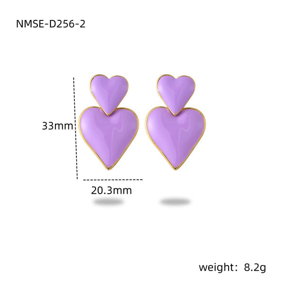 Wholesale Stainless Steel Love Shaped Electroplated Fashionable Women's Earrings