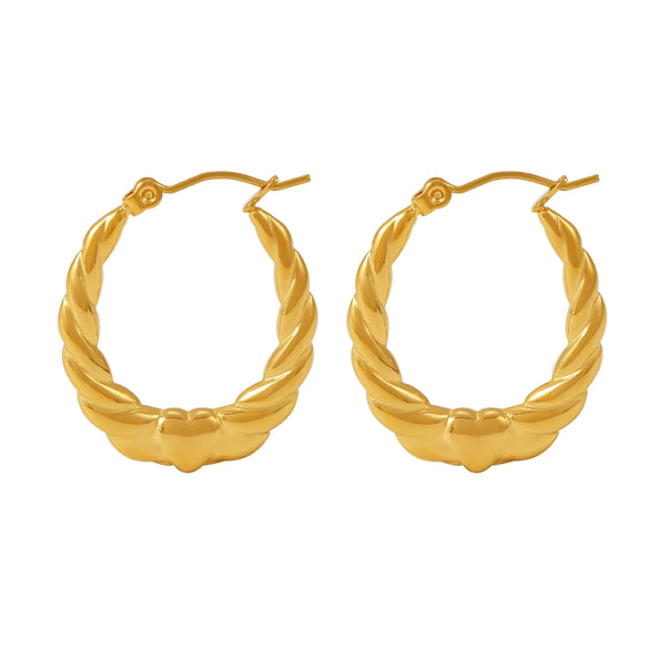 Wholesale Stainless Steel Love Thread Heart Geometric Earrings Plated With Gold