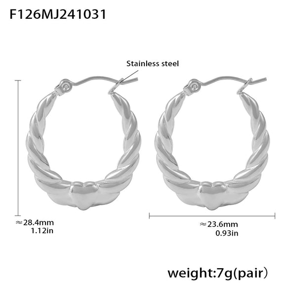 Wholesale Stainless Steel Love Thread Heart Geometric Earrings Plated With Gold