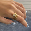 Wholesale Stainless Steel Love Zircon Heart Ring With Electroplating