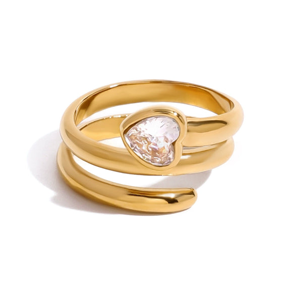 Wholesale Stainless Steel Love Zircon Heart Ring With Electroplating