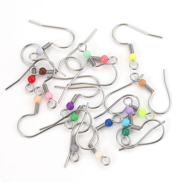 Wholesale Stainless Steel Lovely Totem Pattern Round Bead Ear Hook Spring Ear Hook Color Earrings Accessories With Gold Electroplating
