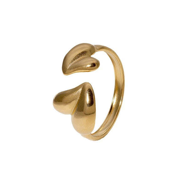 Wholesale Stainless Steel Loveshaped Goldplated Open Ring With Cold Style And Electroplating For Women