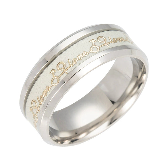 Wholesale Stainless Steel Luminous Lettering Love Couple Ring Electroplated
