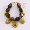 Wholesale Stainless Steel Maillard Retro Brown Beaded Bracelet With Bohemian Sun Pendant For Women