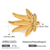 Wholesale Stainless Steel Maple Leaf Ring With Geometric Design And Electroplating For Women