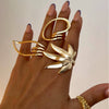 Wholesale Stainless Steel Maple Leaf Ring With Geometric Design And Electroplating For Women