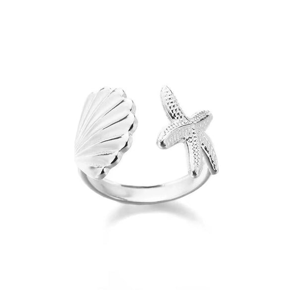 Wholesale Stainless Steel Marine Elements Starfish Open Ring Electroplated For Women