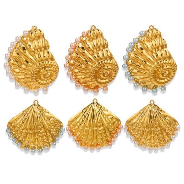 Wholesale Stainless Steel Marine Life Conch Shell Pendant Diy Handmade Jewelry Accessories Electroplated