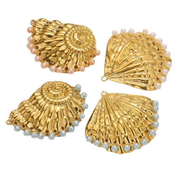 Wholesale Stainless Steel Marine Life Conch Shell Pendant Diy Handmade Jewelry Accessories Electroplated