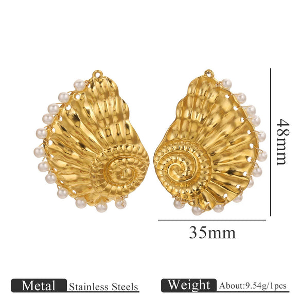 Wholesale Stainless Steel Marine Life Conch Shell Pendant Diy Handmade Jewelry Accessories Electroplated