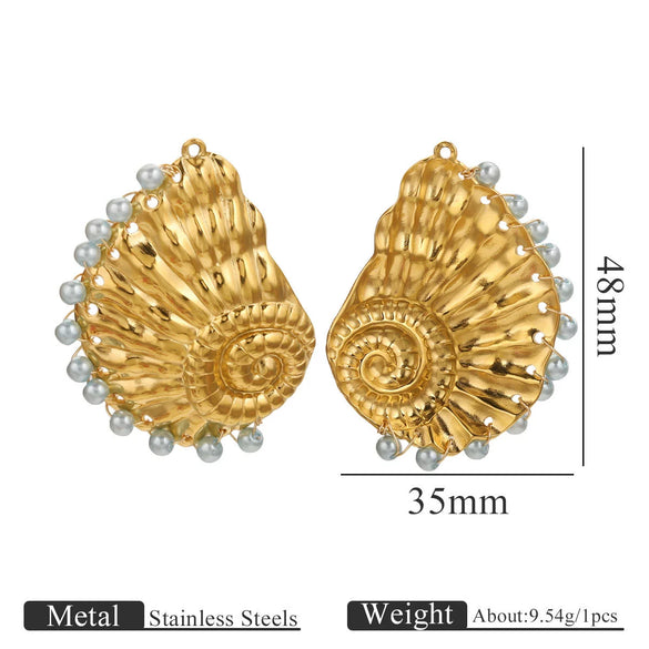 Wholesale Stainless Steel Marine Life Conch Shell Pendant Diy Handmade Jewelry Accessories Electroplated