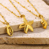 Wholesale Stainless Steel Marine Life Starfish Conch Ins Style Necklace With Geometric Pattern And Electroplating