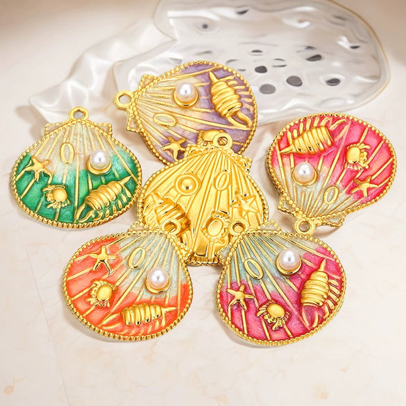 Wholesale Stainless Steel Marine Theme Jewelry Pendant With Electroplating Dripping Oil Craft And Original Design Animal Style