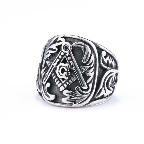 Wholesale Stainless Steel Masonic Ring With Carved Letters Numbers Text And Polish Finish For Men And Women