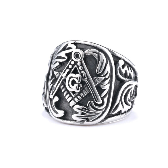 Wholesale Stainless Steel Masonic Ring With Carved Letters Numbers Text And Polish Finish For Men And Women