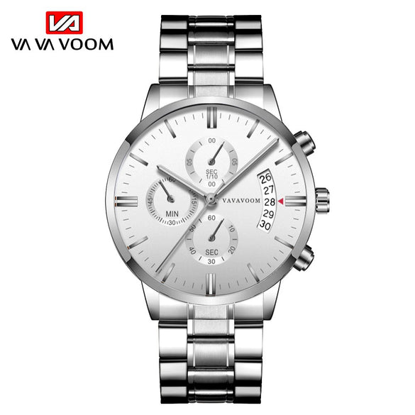 Wholesale Stainless Steel Men's Leisure Quartz Watch With Round Dial Waterproof