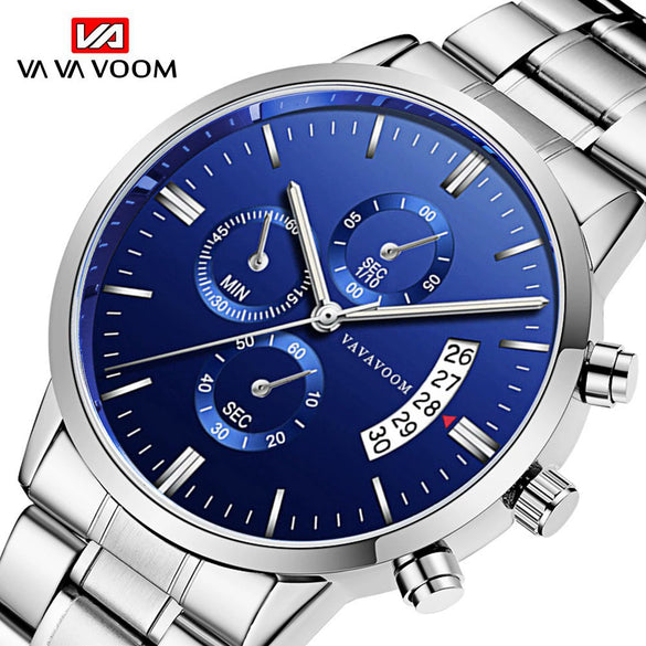 Wholesale Stainless Steel Men's Leisure Quartz Watch With Round Dial Waterproof