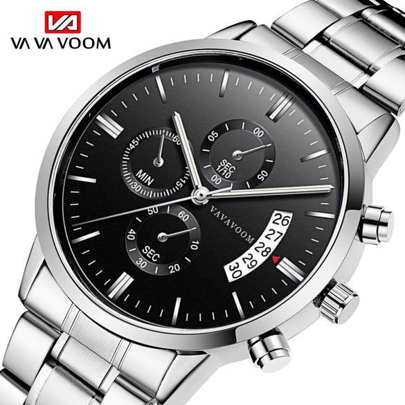 Wholesale Stainless Steel Men's Leisure Quartz Watch With Round Dial Waterproof