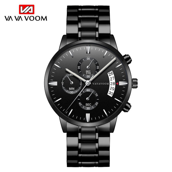 Wholesale Stainless Steel Men's Leisure Quartz Watch With Round Dial Waterproof