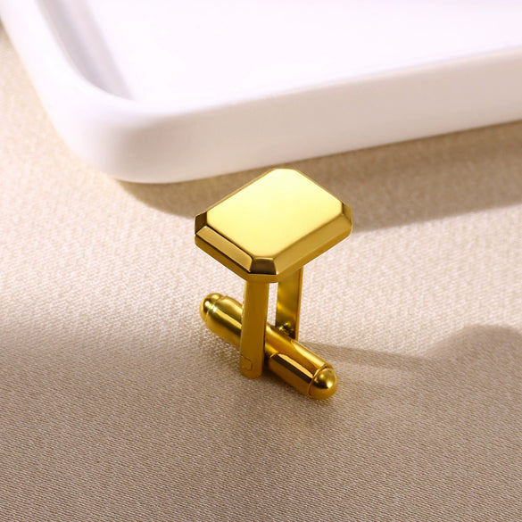 Wholesale Stainless Steel Men's Rectangular Cufflinks With Geometric Design And Electroplating Treatment