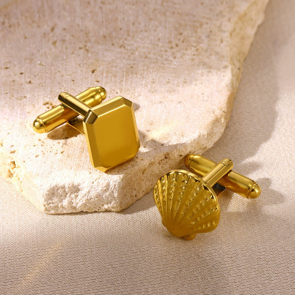 Wholesale Stainless Steel Men's Rectangular Cufflinks With Geometric Design And Electroplating Treatment