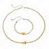 Wholesale Stainless Steel Metal Ball And Cross Necklace And Bracelet Set With 18K Vacuum Plating