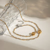 Wholesale Stainless Steel Metal Ball And Cross Necklace And Bracelet Set With 18K Vacuum Plating