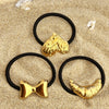 Wholesale Stainless Steel Metal Heartshaped Crescent Geometric Elastic Hair Rope Hair Accessories With Electroplating Treatment