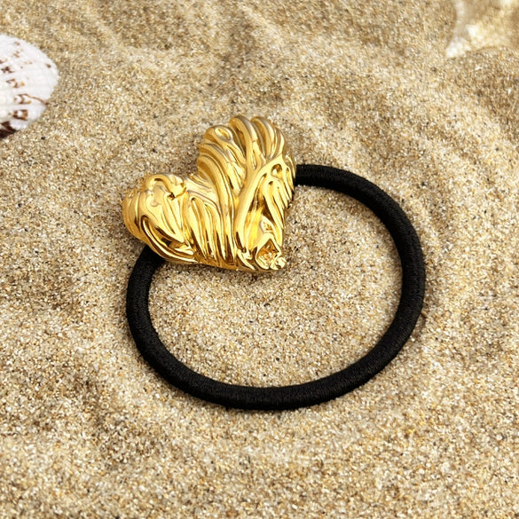 Wholesale Stainless Steel Metal Heartshaped Crescent Geometric Elastic Hair Rope Hair Accessories With Electroplating Treatment