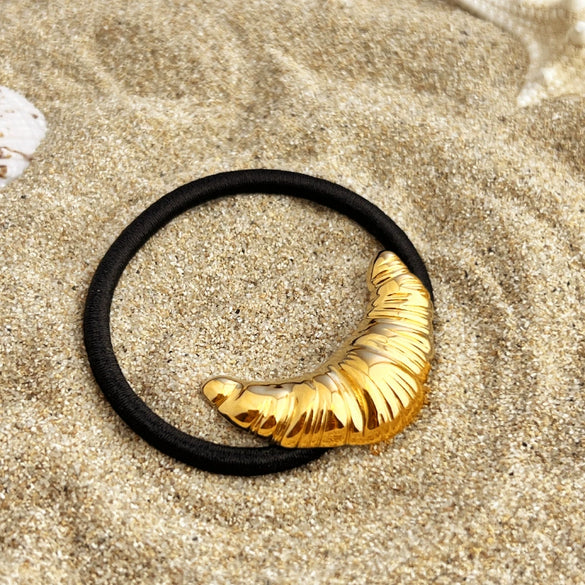 Wholesale Stainless Steel Metal Heartshaped Crescent Geometric Elastic Hair Rope Hair Accessories With Electroplating Treatment