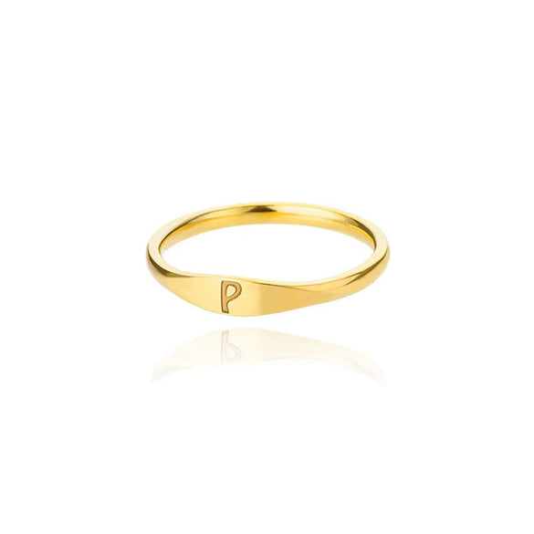 Wholesale Stainless Steel Mini Initial Ring Stacking Style With Letters Electroplated For Men And Women