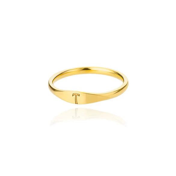 Wholesale Stainless Steel Mini Initial Ring Stacking Style With Letters Electroplated For Men And Women
