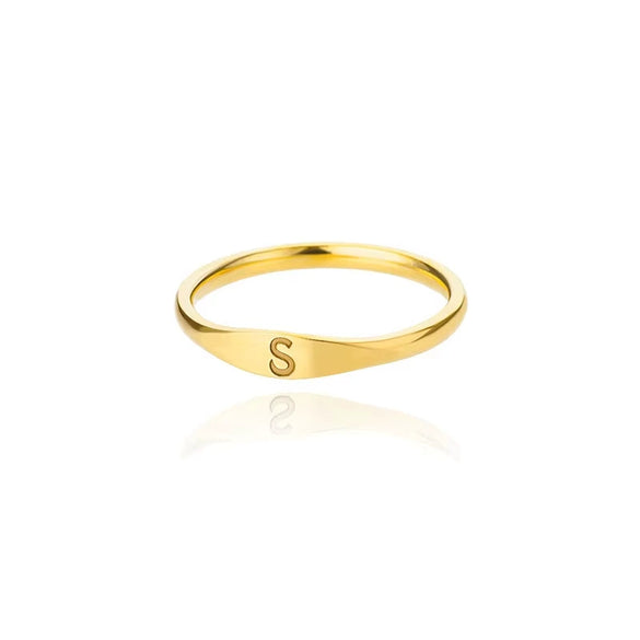 Wholesale Stainless Steel Mini Initial Ring Stacking Style With Letters Electroplated For Men And Women