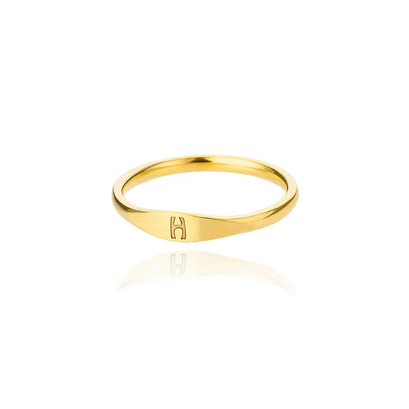 Wholesale Stainless Steel Mini Initial Ring Stacking Style With Letters Electroplated For Men And Women