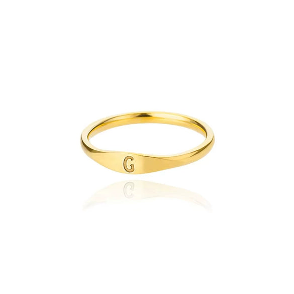 Wholesale Stainless Steel Mini Initial Ring Stacking Style With Letters Electroplated For Men And Women