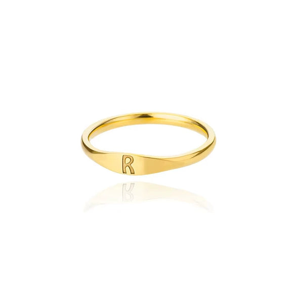 Wholesale Stainless Steel Mini Initial Ring Stacking Style With Letters Electroplated For Men And Women
