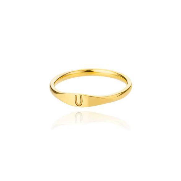 Wholesale Stainless Steel Mini Initial Ring Stacking Style With Letters Electroplated For Men And Women