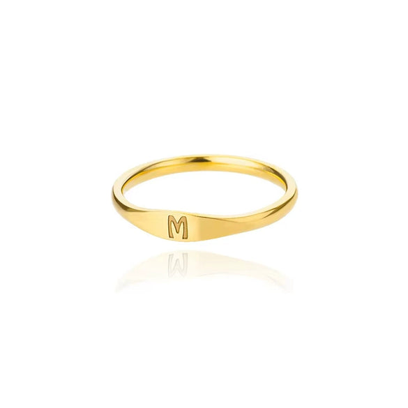 Wholesale Stainless Steel Mini Initial Ring Stacking Style With Letters Electroplated For Men And Women