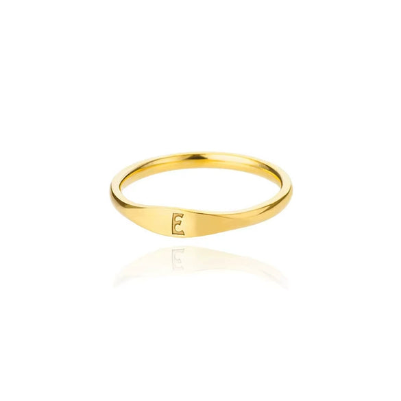 Wholesale Stainless Steel Mini Initial Ring Stacking Style With Letters Electroplated For Men And Women