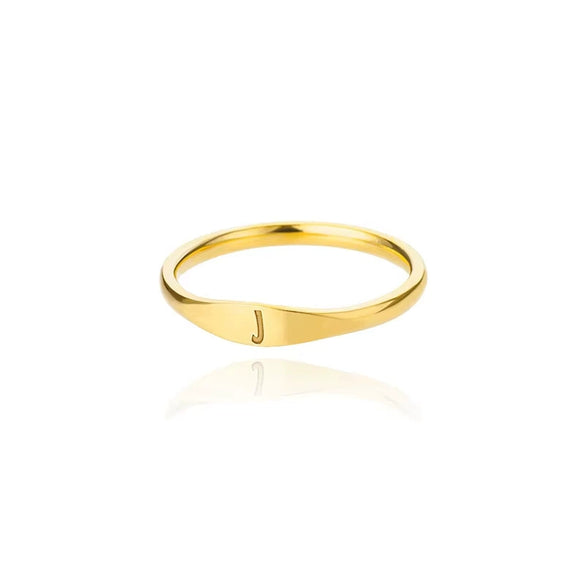 Wholesale Stainless Steel Mini Initial Ring Stacking Style With Letters Electroplated For Men And Women