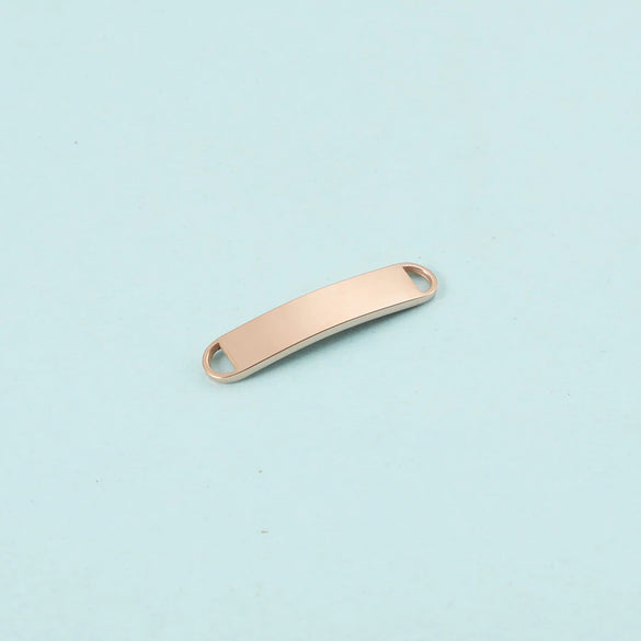 Wholesale Stainless Steel Minimalist Geometric Engraved Polished Curved Double Hole Tablet Bracelet Pendant Jewelry Accessories