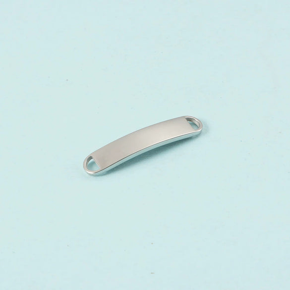 Wholesale Stainless Steel Minimalist Geometric Engraved Polished Curved Double Hole Tablet Bracelet Pendant Jewelry Accessories