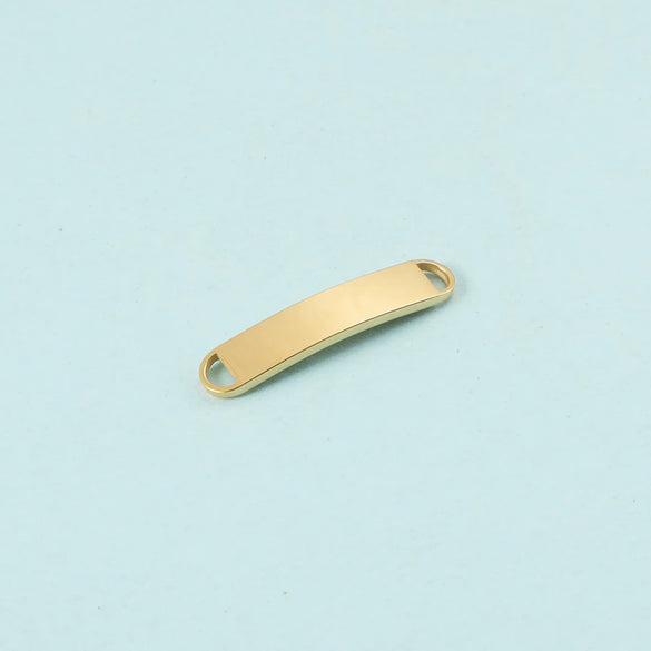 Wholesale Stainless Steel Minimalist Geometric Engraved Polished Curved Double Hole Tablet Bracelet Pendant Jewelry Accessories