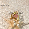 Wholesale Stainless Steel Minimalist Geometric Heart Shape Open Unisex Ring With Electroplating